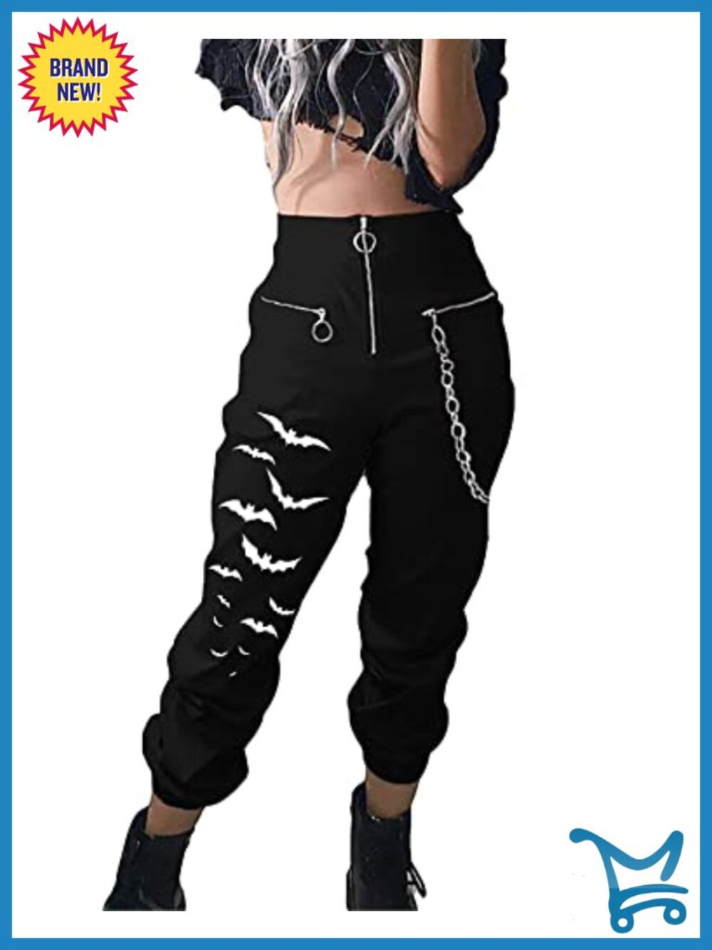 High Waist Jogger Pants Multi Zipper Lightweight Sweatpants Relaxed Fit Trousers